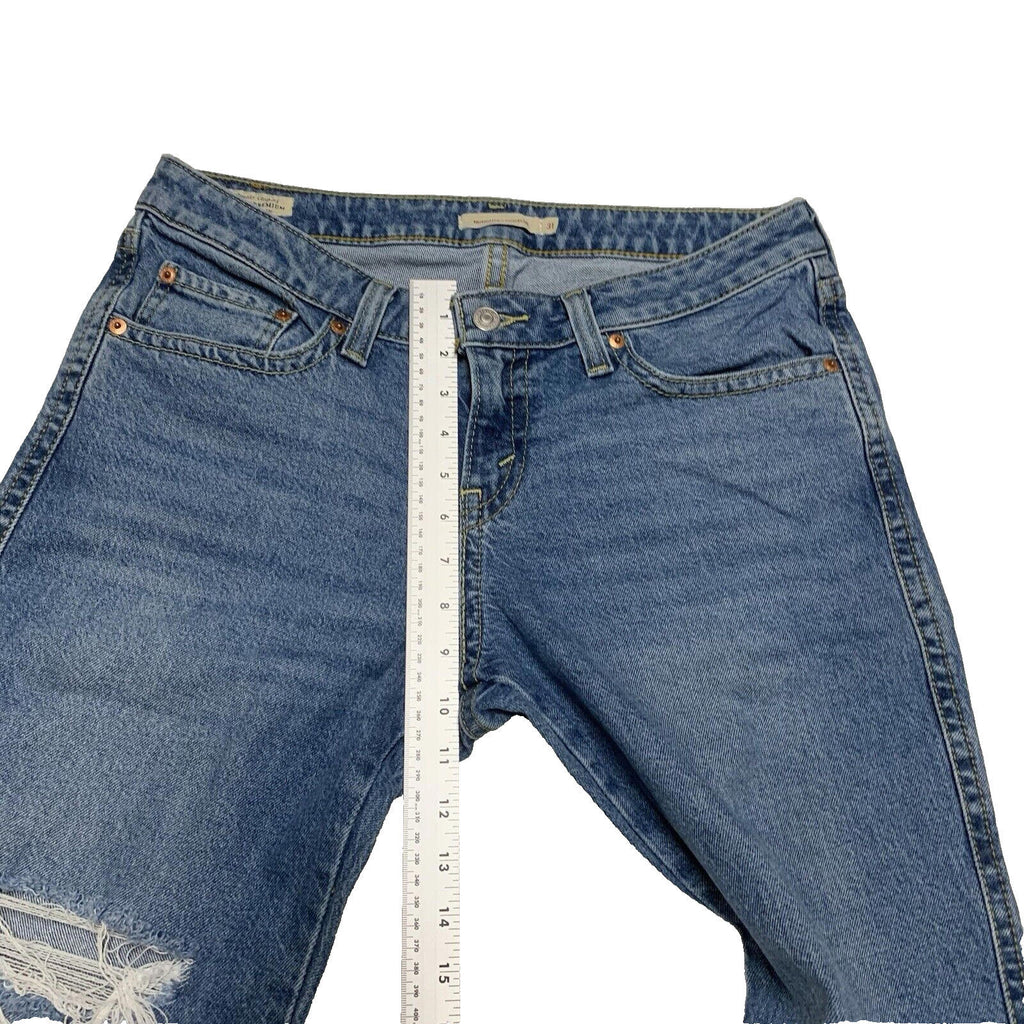 Vaqueros Levi's Premium para mujer, corte acampanado azul, bolsillo con solapa, talla 31/30