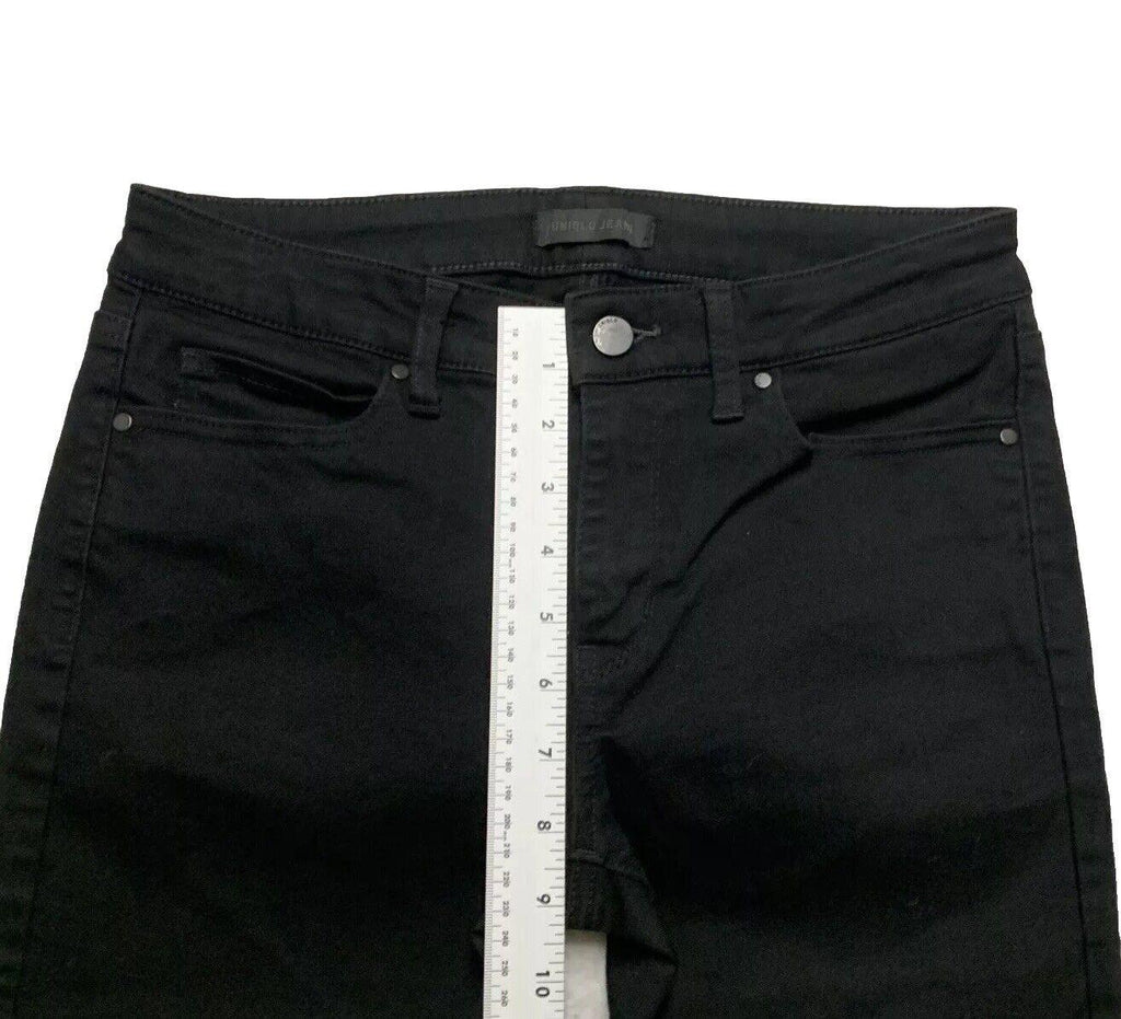 Vaqueros ajustados negros de tiro medio de mezcla de algodón y mezclilla de Uniqlo para hombre, talla 27 x 26,75