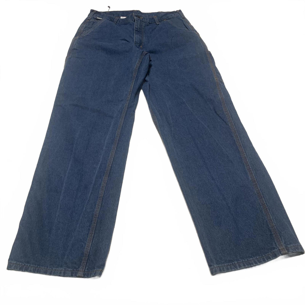 Pantalones de trabajo cargo de mezclilla azul Carhartt FRB13 DNM para hombre, talla 34 x 32, 32 x 32 (talla real)