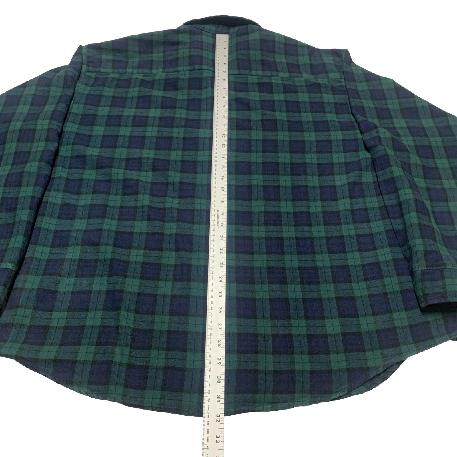 Faded Glory Men’s 2XL 50/52 Blue Green Plaid Long Sleeve Skipper Shirt