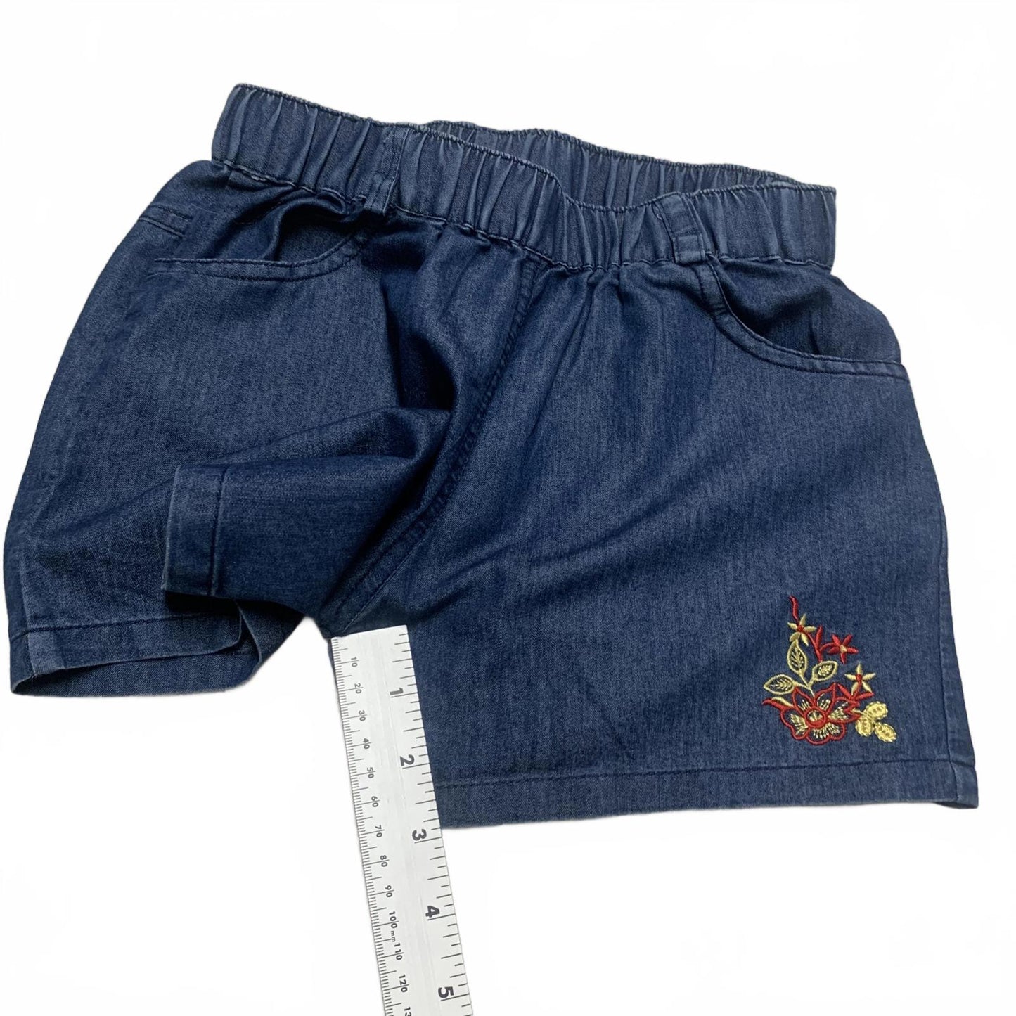 Palakshi Girls' Sz 8-9 yrs Blue Denim Shorts Embroidery