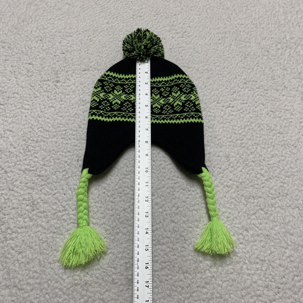 Gorro de lana resistente a la intemperie para jóvenes, talla única (8/20), con pompón y orejeras trenzadas