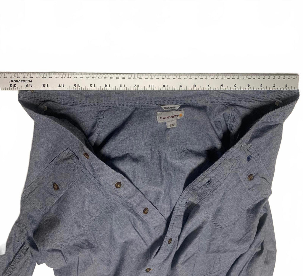 Camisa de trabajo Carhartt Chambray con botones, color azul lavado, talla grande para hombre