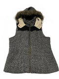 Y2K Faux Fur Vest  Supply Co. Women's Size L Specked Black Hooded Zip Up