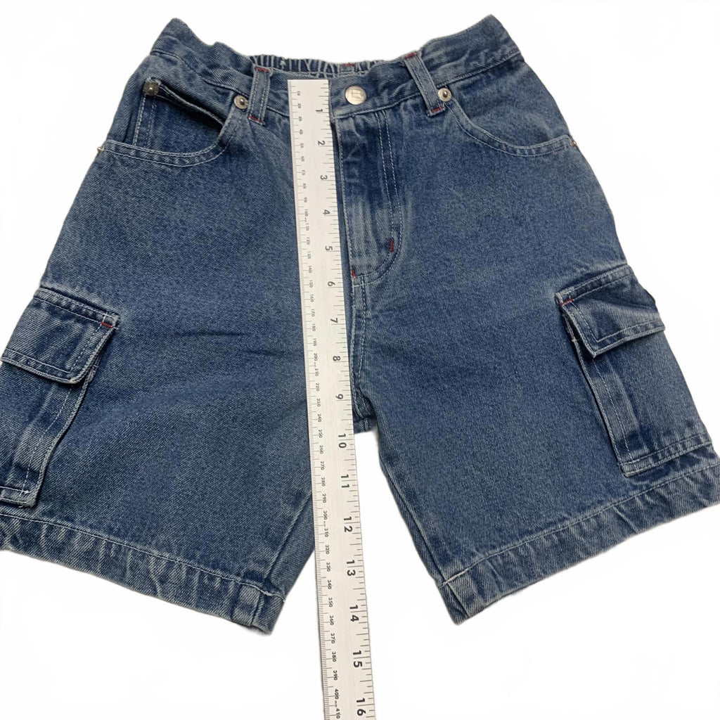 Pantalones vaqueros Badge Boys talla 6, pantalones cortos cargo de mezclilla elásticos azules de algodón W21