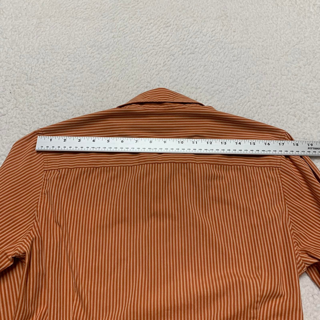Camisa a rayas naranja con botones, talla pequeña, para hombre de la Universidad de Antigua de Texas