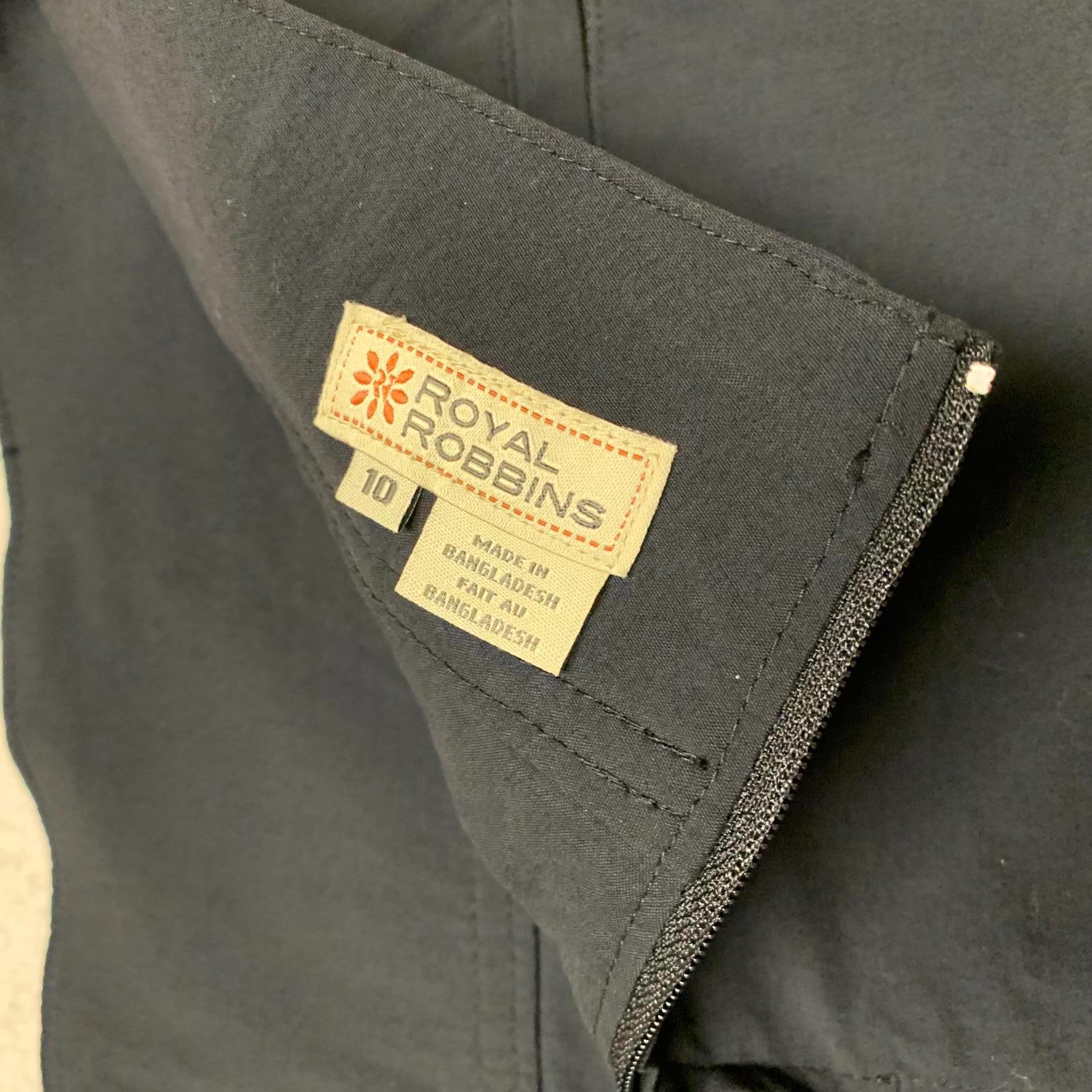 Falda pantalón negra con pantalones cortos Royal Robbin's para mujer, talla 10, nailon, ancho 33,5"