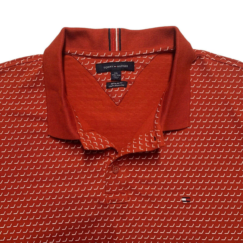 Polo Tommy Hilfiger XXL XXG TTG para hombre, rojo/naranja