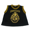 Top corto de malla con el escudo de Hogwarts, unisex, talla L, negro y amarillo, de Harry Potter para niños