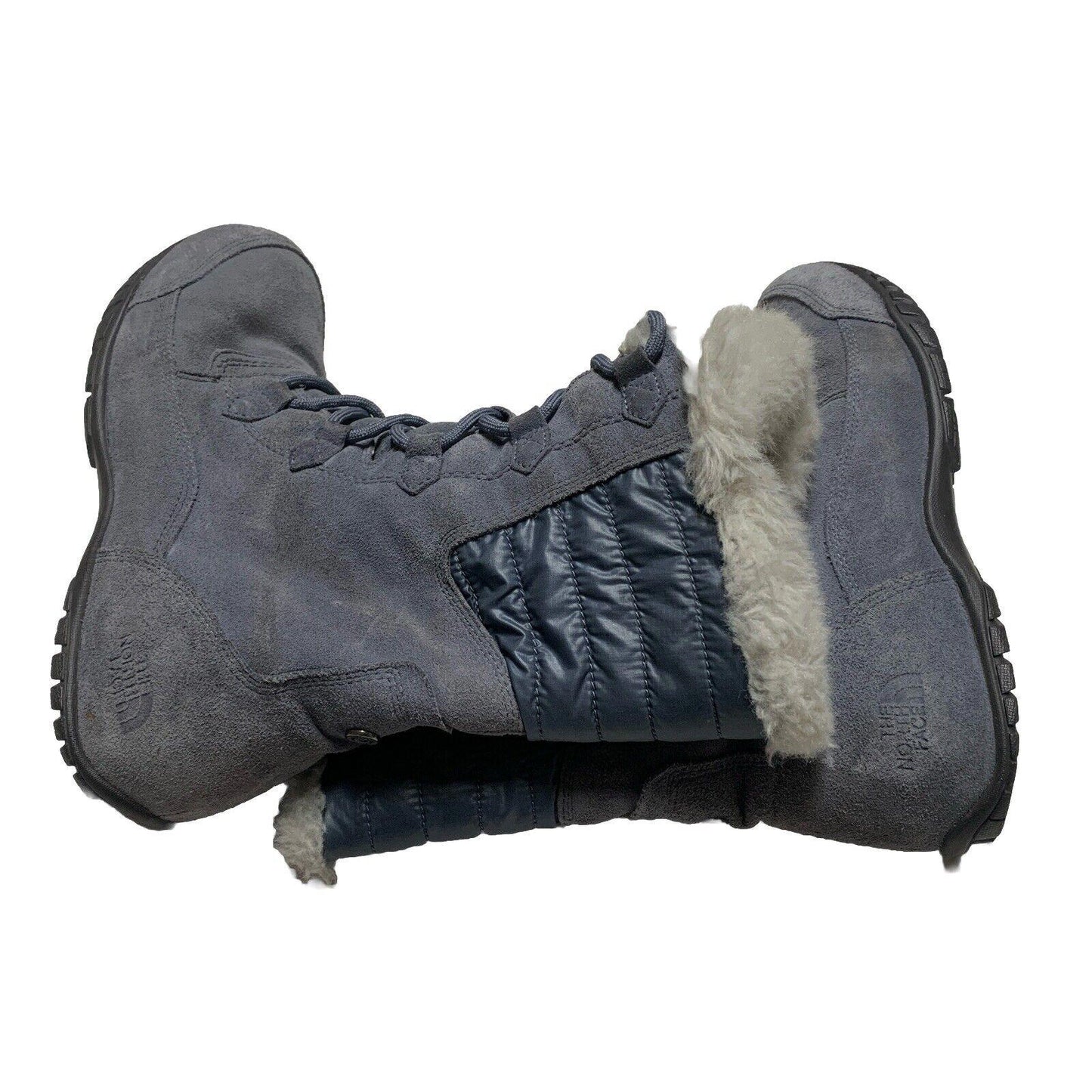 The North Face Women’s Sz 10 Gray Suede Faux Fur Prima Loft Winter Boots
