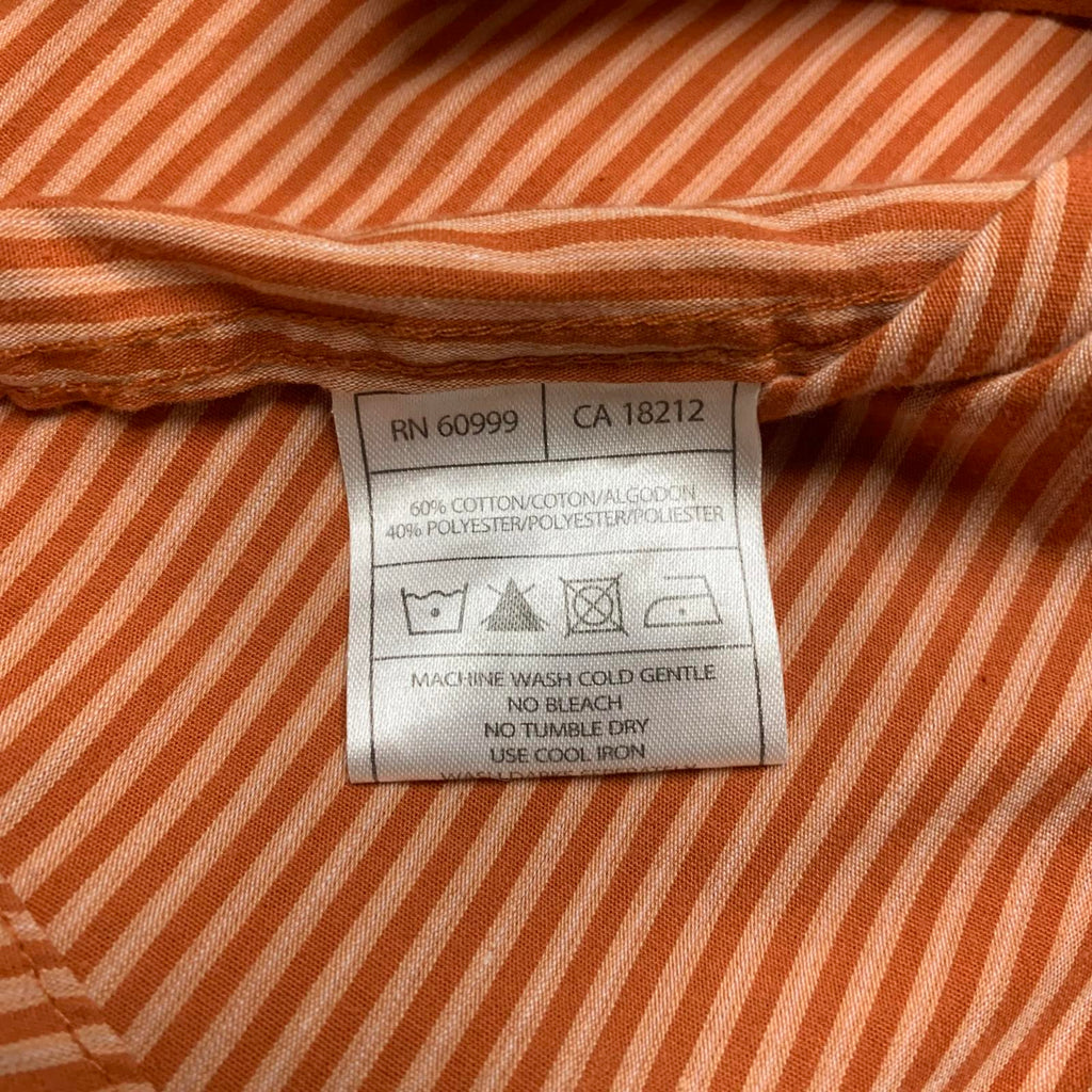 Camisa a rayas naranja con botones, talla pequeña, para hombre de la Universidad de Antigua de Texas