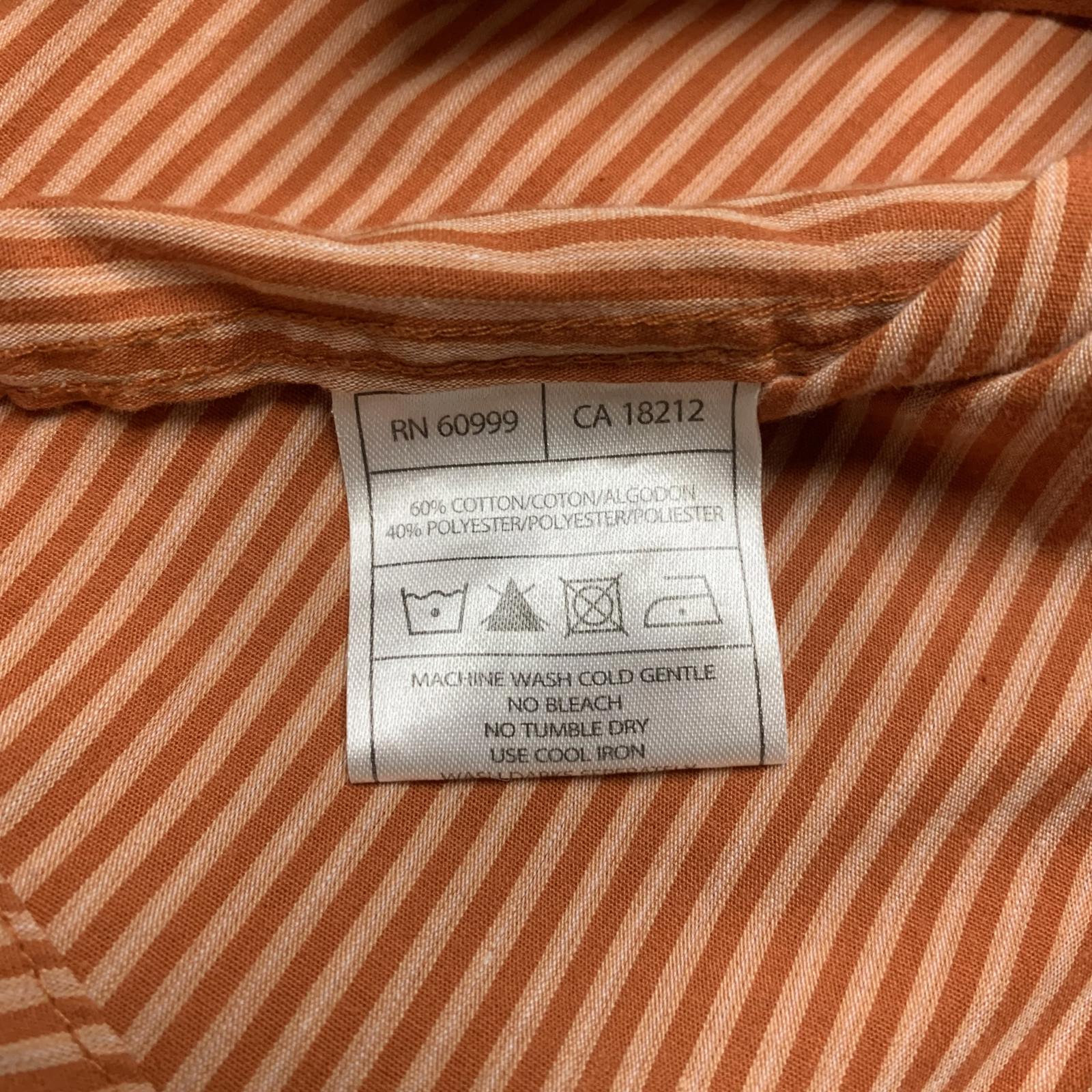 Camisa a rayas naranja con botones, talla pequeña, para hombre de la Universidad de Antigua de Texas