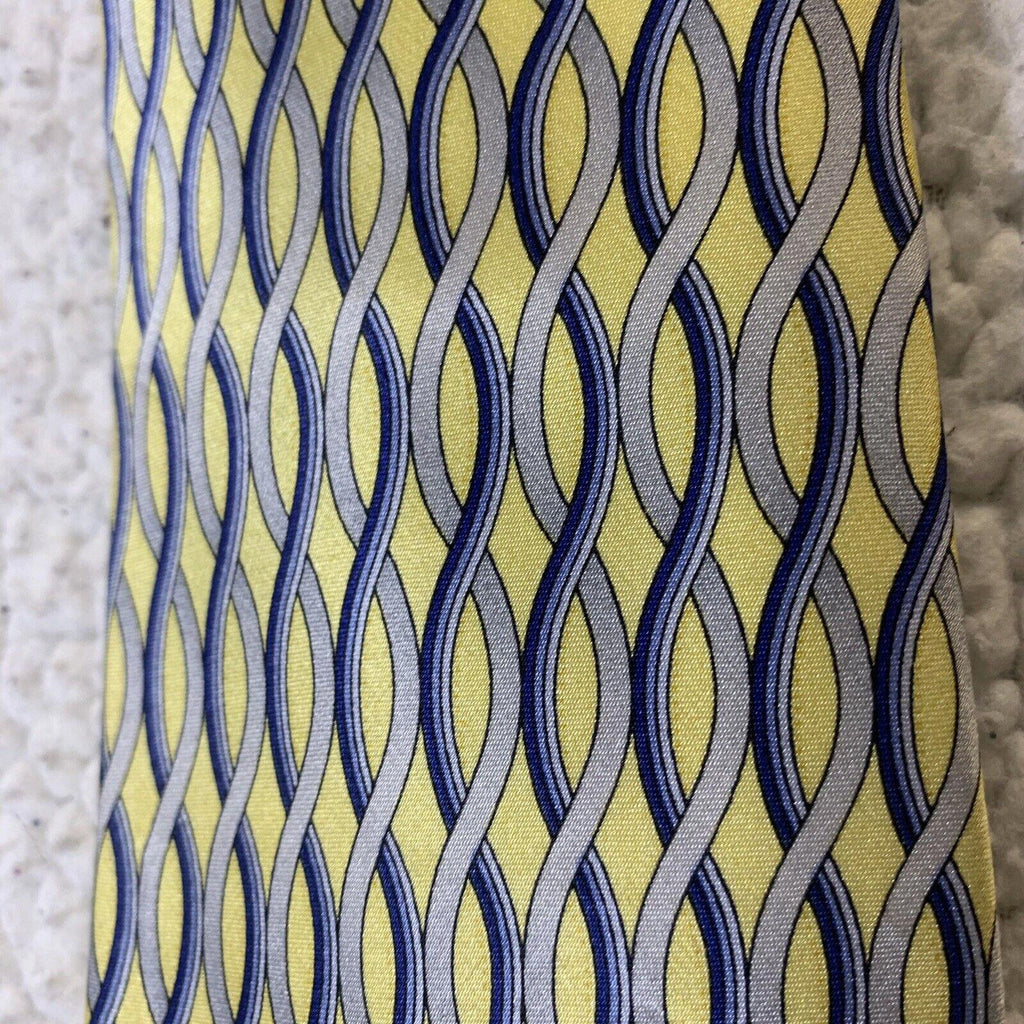 Corbata para hombre Umo Lorenzo, color amarillo, azul y gris, diseño italiano