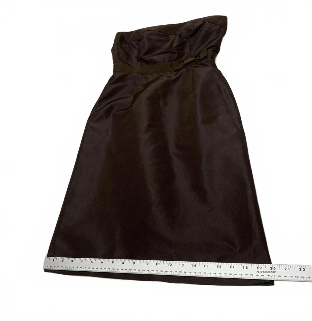 J.Crew Strapless Silk Dress Size 0 Petite Brown 100% Silk