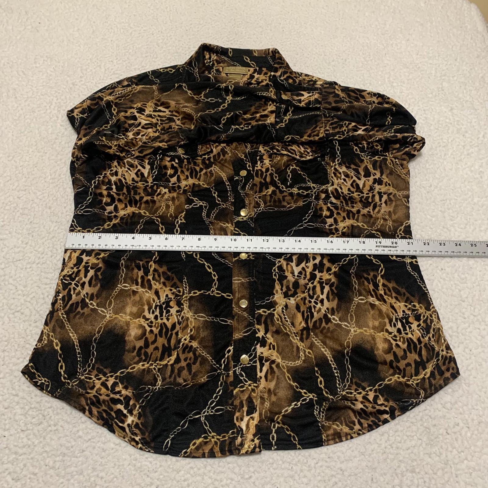 Blusa de manga larga negra y dorada con estampado de leopardo para mujer, talla XXL, de Miss Tina Knowles