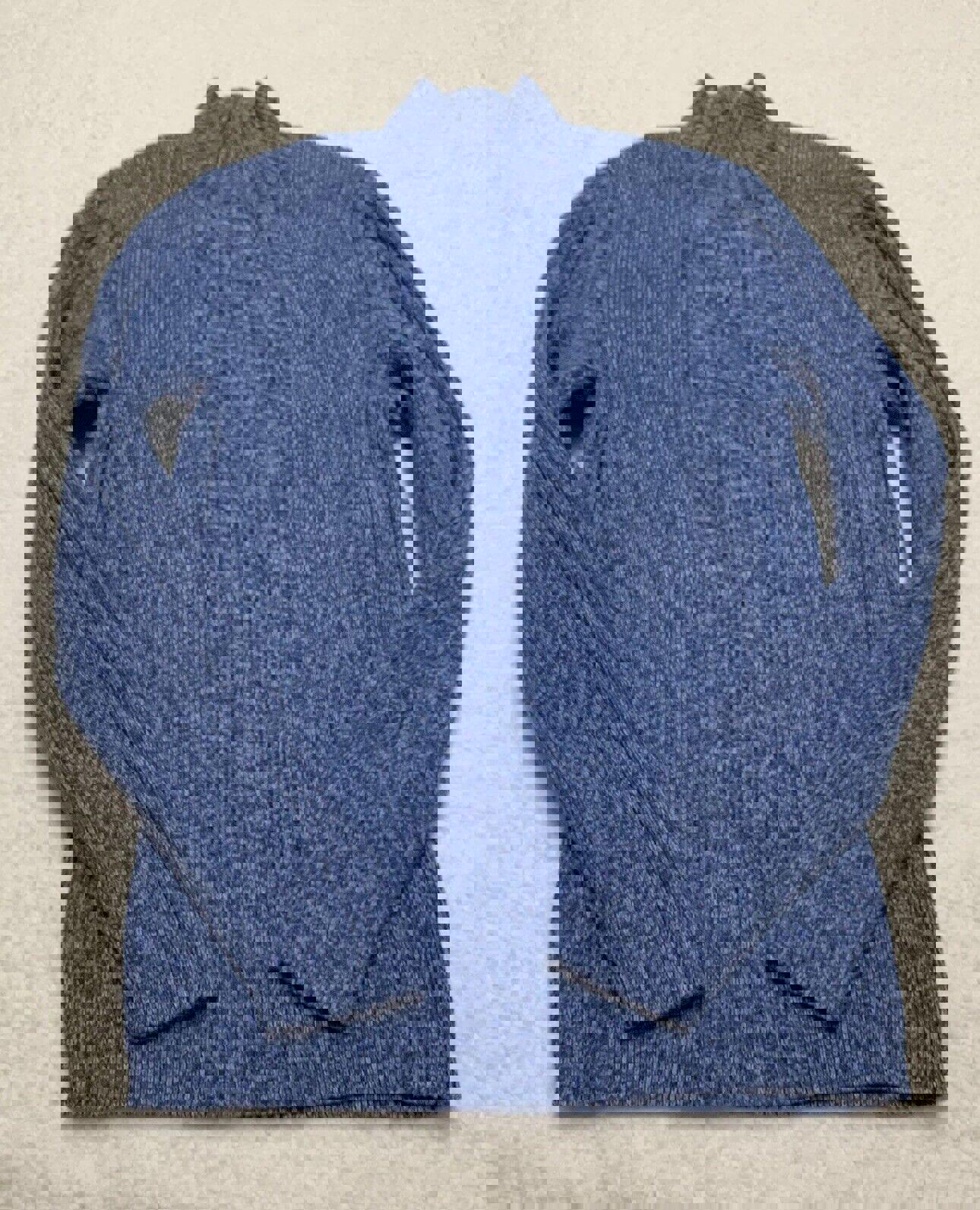 Suéter Express para mujer, cuello alto pequeño, punto trenzado acanalado, azul jaspeado