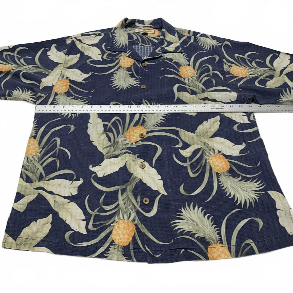 Camisa de seda con diseño de piña Tommy Bahama para hombre, talla L, lista para vacaciones hawaianas