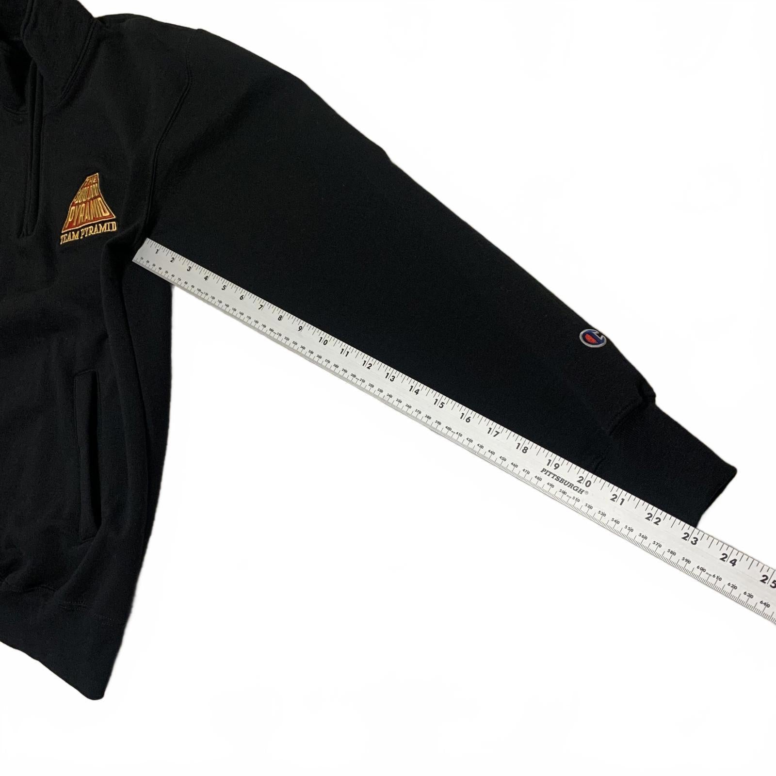 Sudadera Champion Eco Authentic Team Pyramid para hombre, color negro, con cremallera de un cuarto, talla L