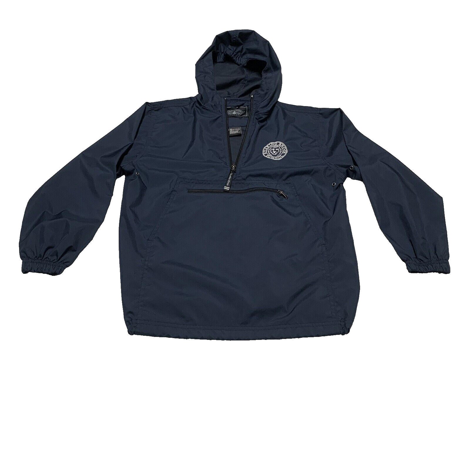 Chaqueta impermeable Charles River Pack-N-Go Pullon, cortavientos, para jóvenes, talla L 14-16, azul marino
