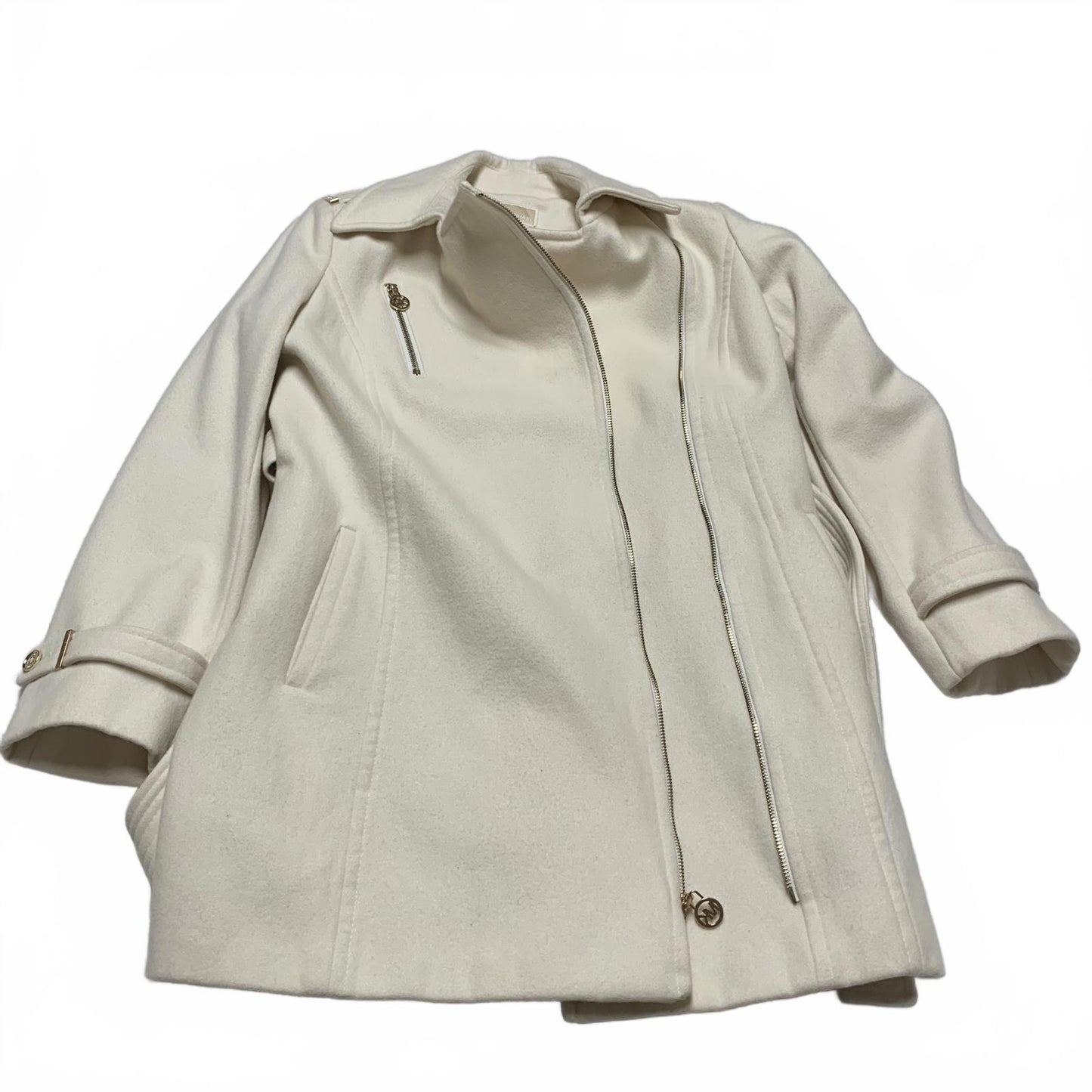 Michael Kors Women's Size 10 Cream Zipped Peacoat
