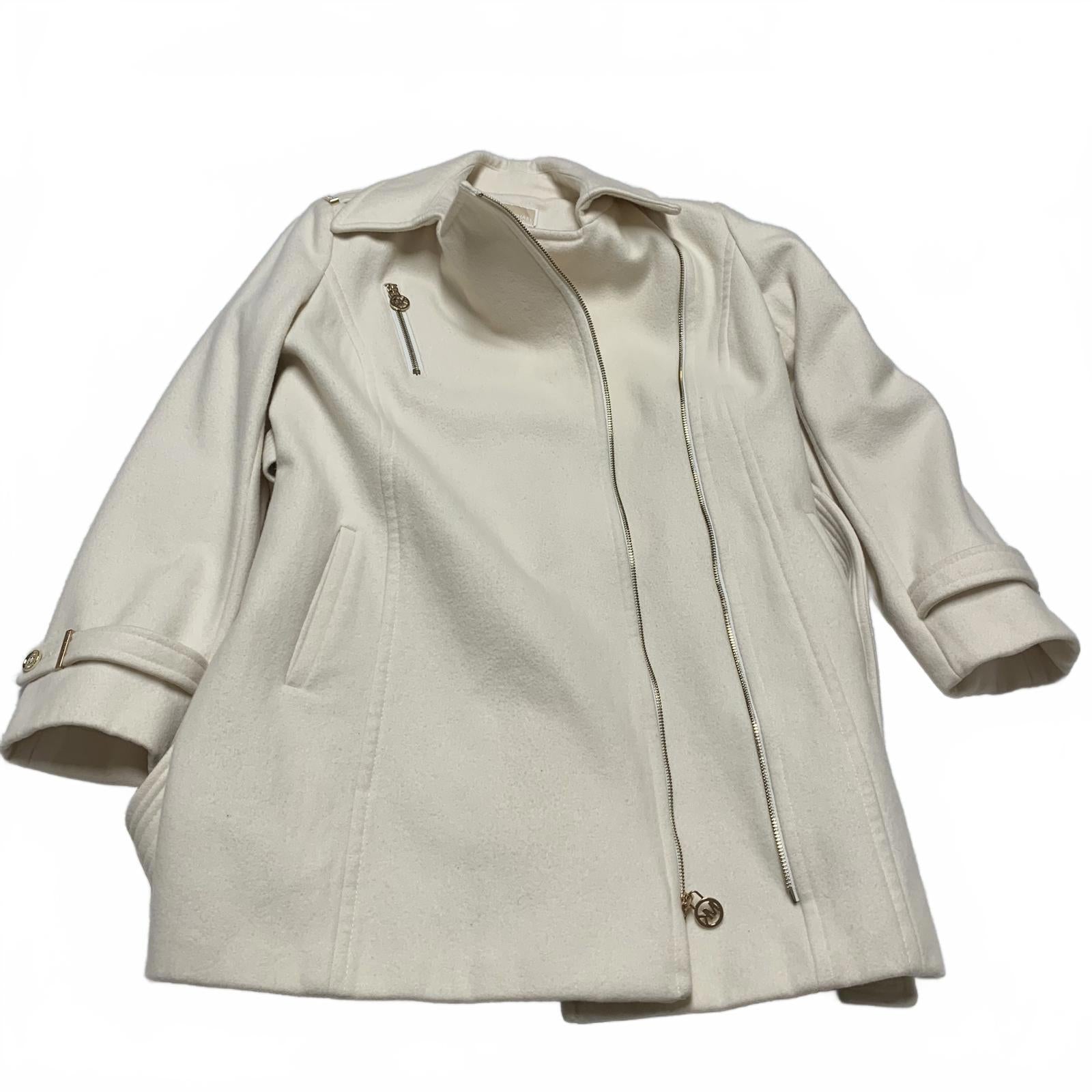 Abrigo con cremallera color crema Michael Kors para mujer, talla 10