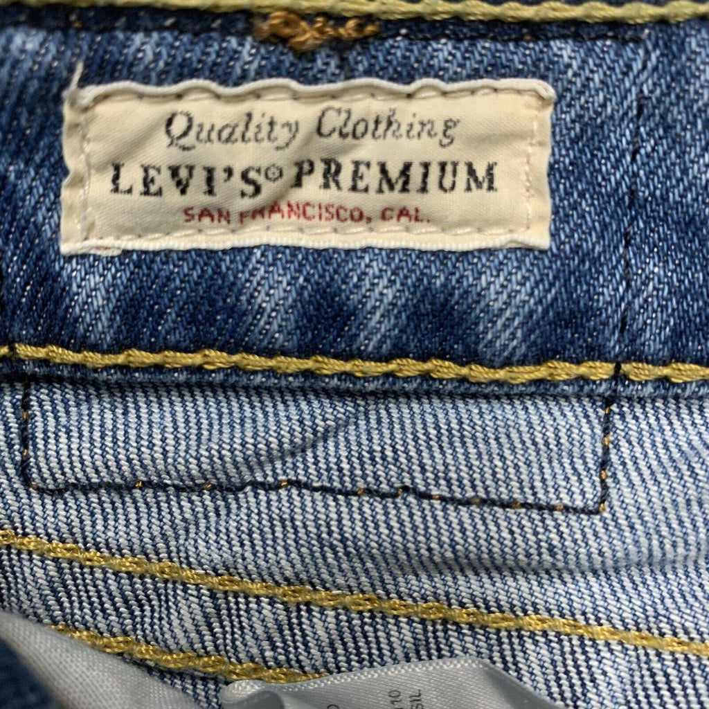 Vaqueros Levi's Premium para mujer, corte acampanado azul, bolsillo con solapa, talla 31/30