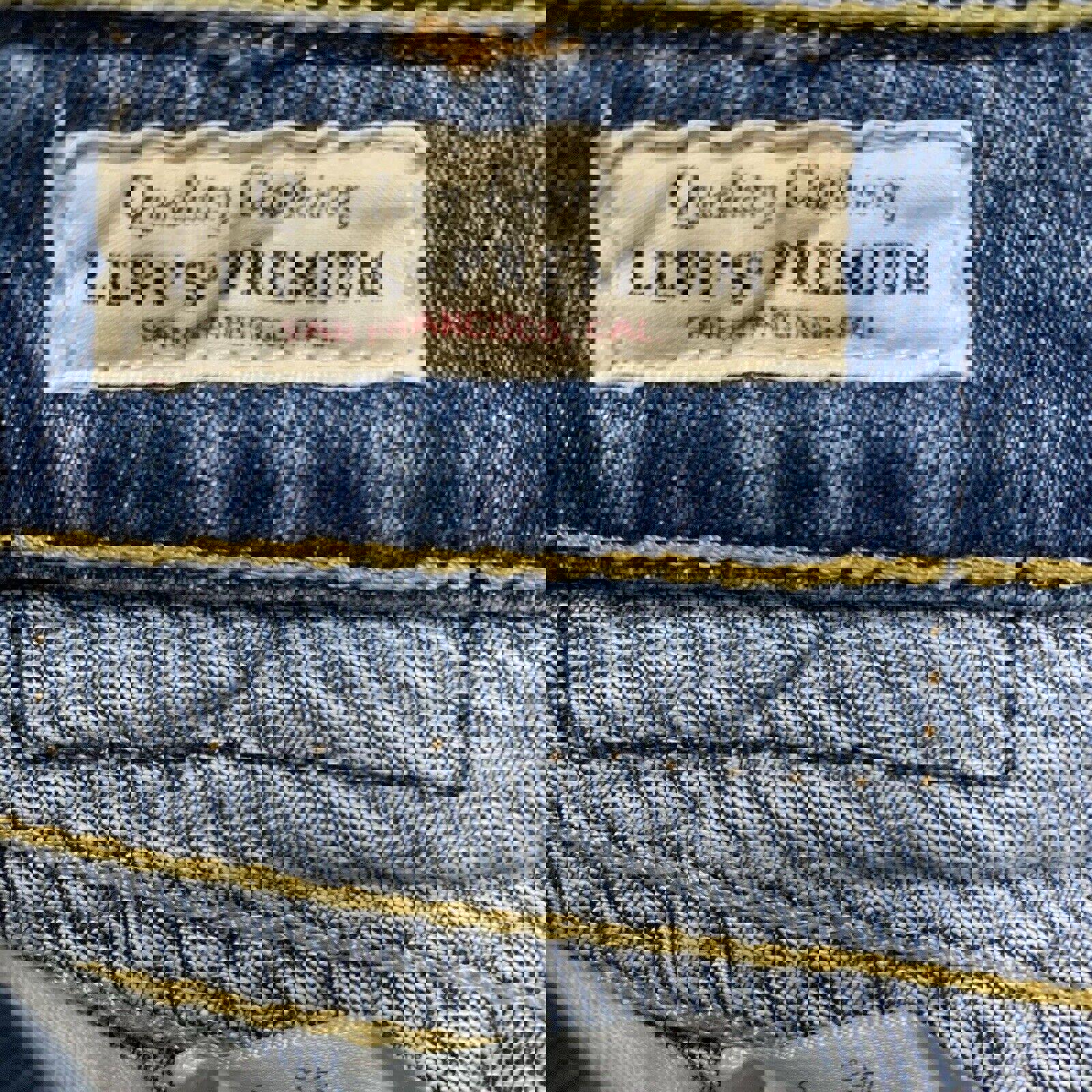 Vaqueros Levi's Premium para mujer, corte acampanado azul, bolsillo con solapa, talla 31/30