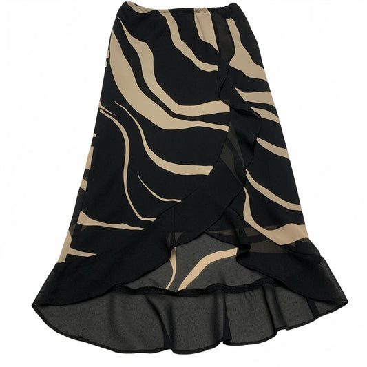 VTG Women's Size Large Black Beige Zebra Print Asynnetrical hem Skirt Unbranded