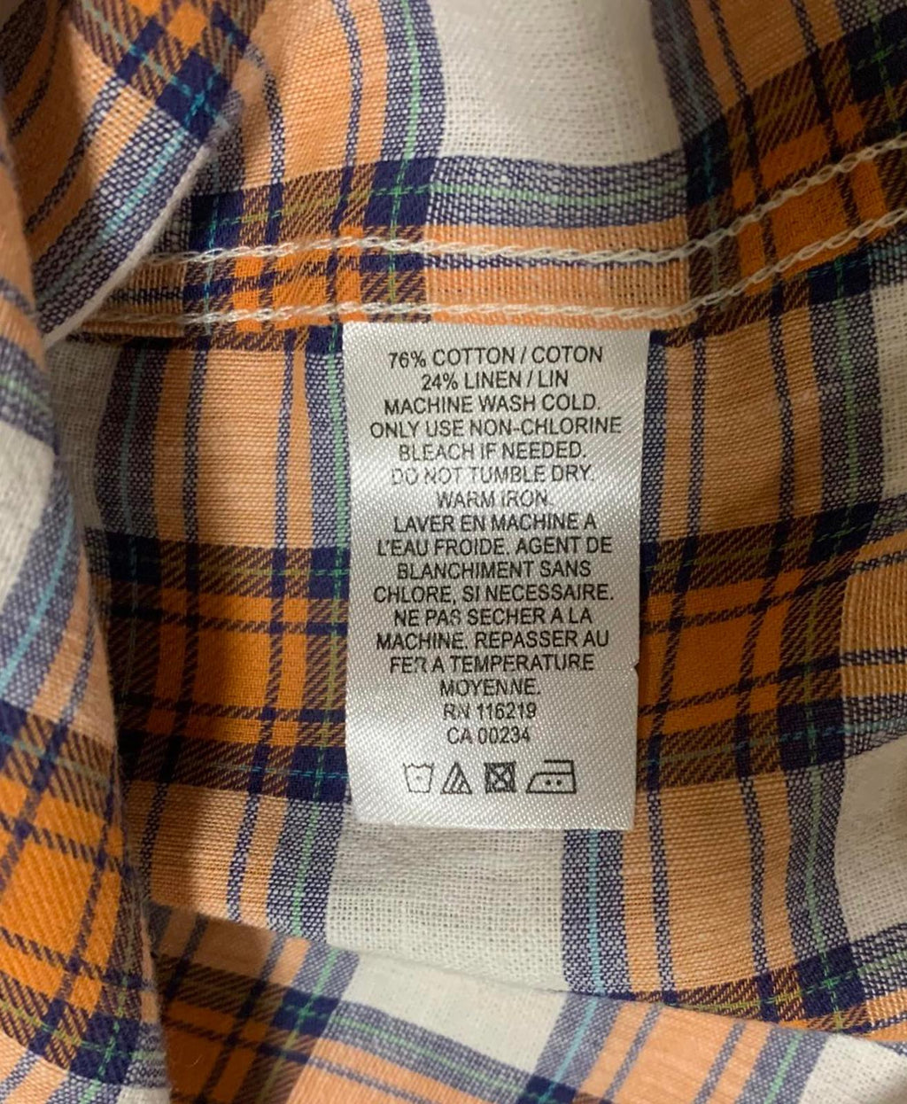 Steven Alan Men's Button-Down Shirt S Brown Orange Plaid USA