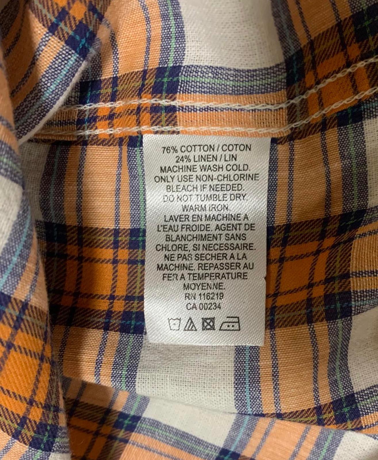 Steven Alan Men's Button-Down Shirt S Brown Orange Plaid USA