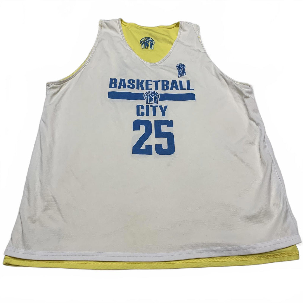 Camiseta sin mangas reversible amarilla y blanca grande para hombre de BasketBall City, número 25