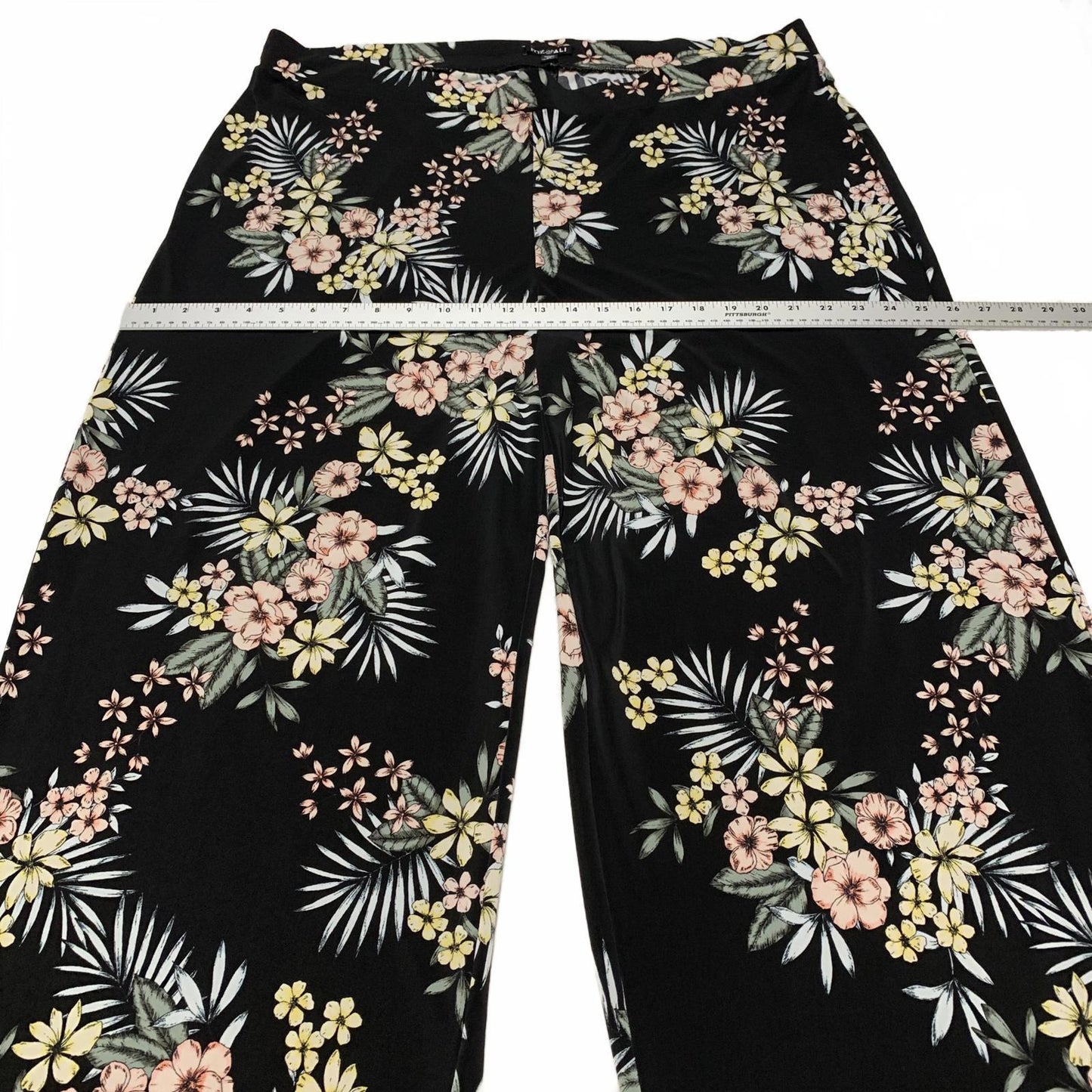 Roz & Ali Sz 3X Floral Print Wide Leg Pants Tropical Vibe W43X29 L