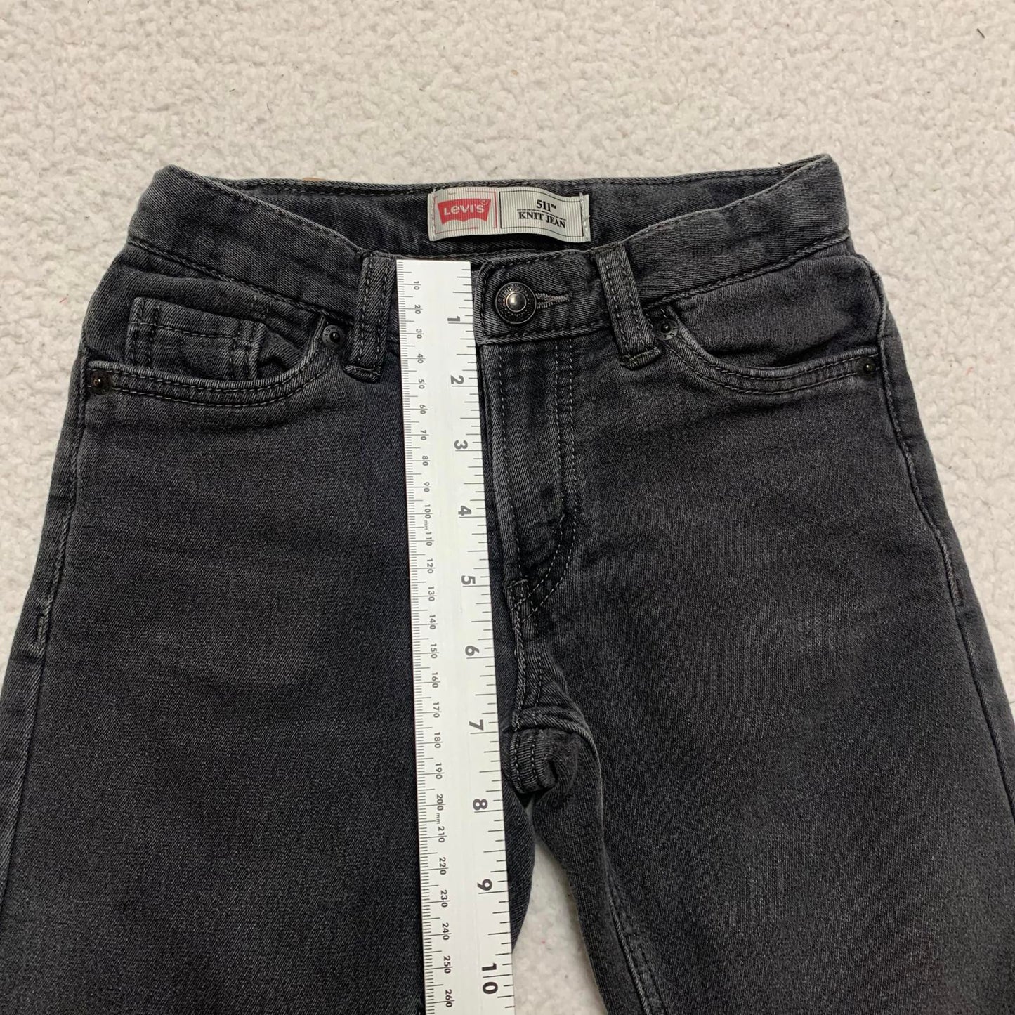 Levi's 511 Kids Size 7 Reg Gray Black Slim Fit Soft Knit Jeans W 21 x 20L Actual