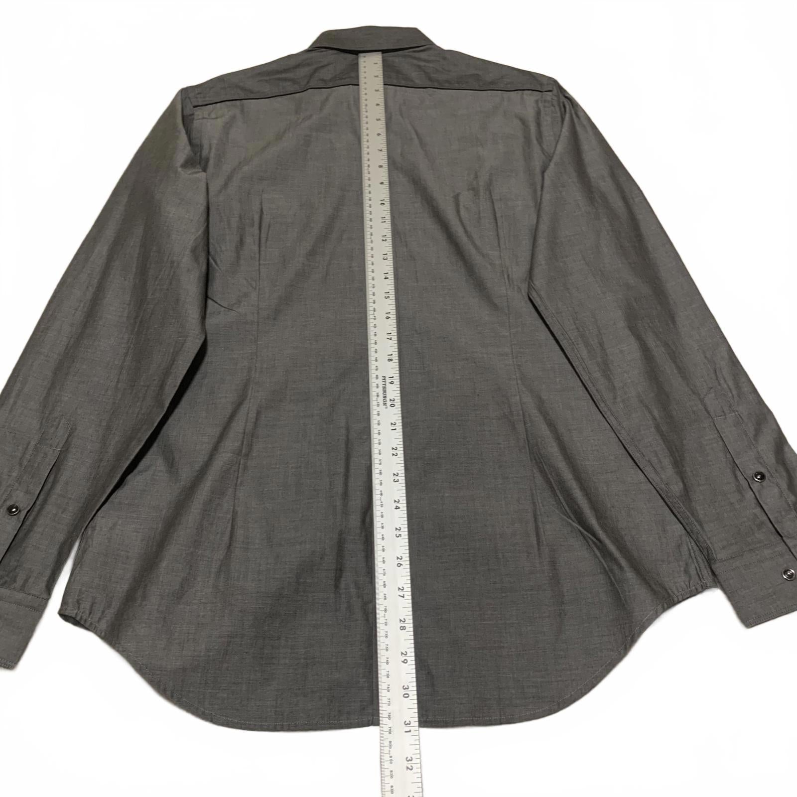 Camisa informal de manga larga para hombre, estilo occidental, color gris, talla mediana 15-15 1/2