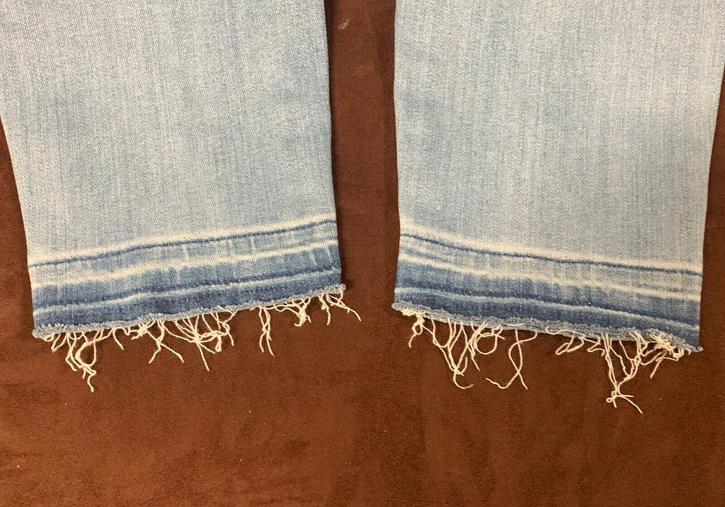 Vaqueros J. Crew para mujer, talla 27, lavado azul claro, pitillo, corte desgastado, dobladillo sin rematar