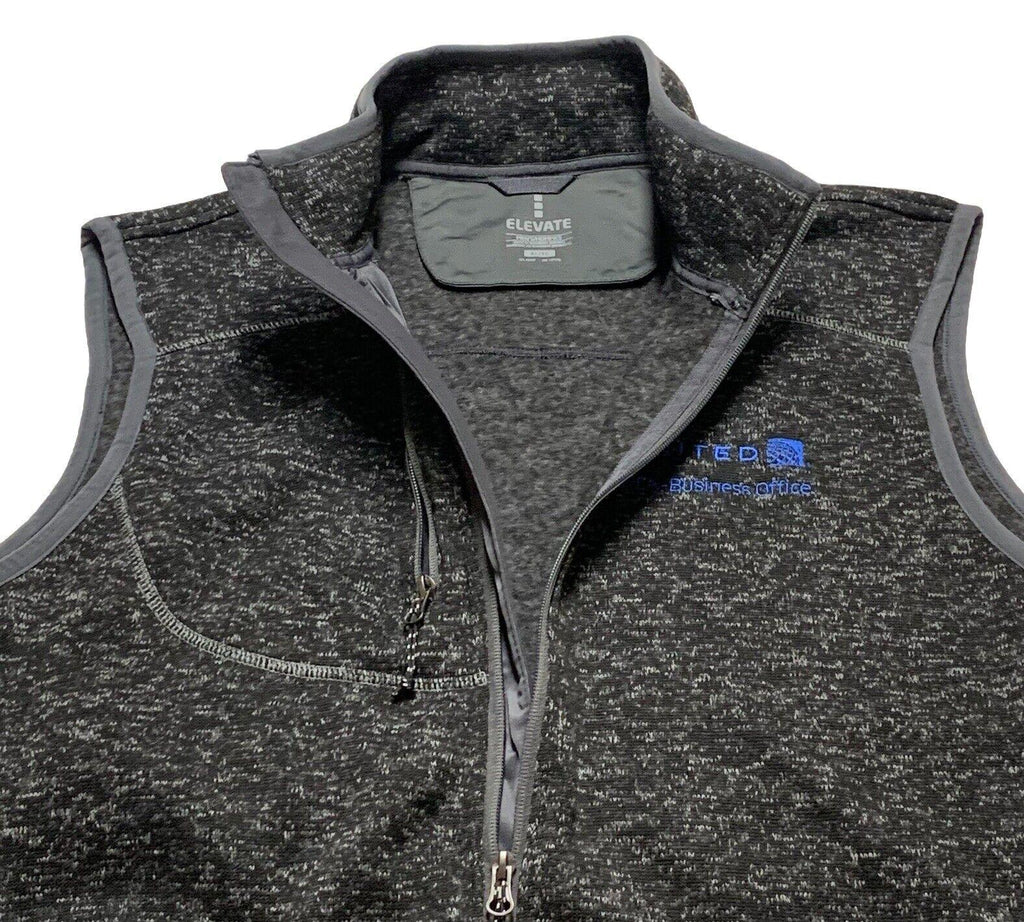 Chaqueta de forro polar Elevate de United Airlines, color negro carbón jaspeado, talla XL