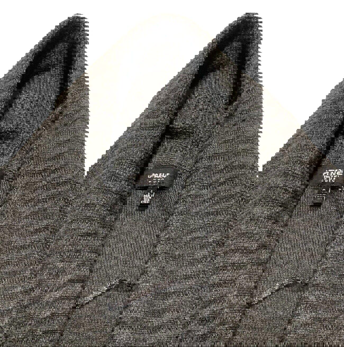 Suéter Premise Studio de punto suave gris pequeño con hebilla frontal abierta en cascada para mujer