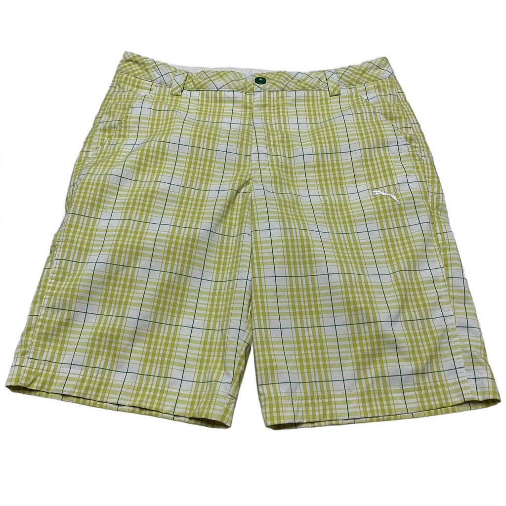 Pantalones cortos de verano a cuadros verdes Cobra Puma Golf para hombre, talla W 32, talla W 33.5