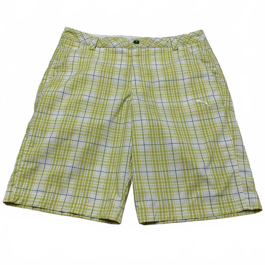Cobra Puma Golf Mens Sz W 32 Green Plaid Summer Shorts W33.5