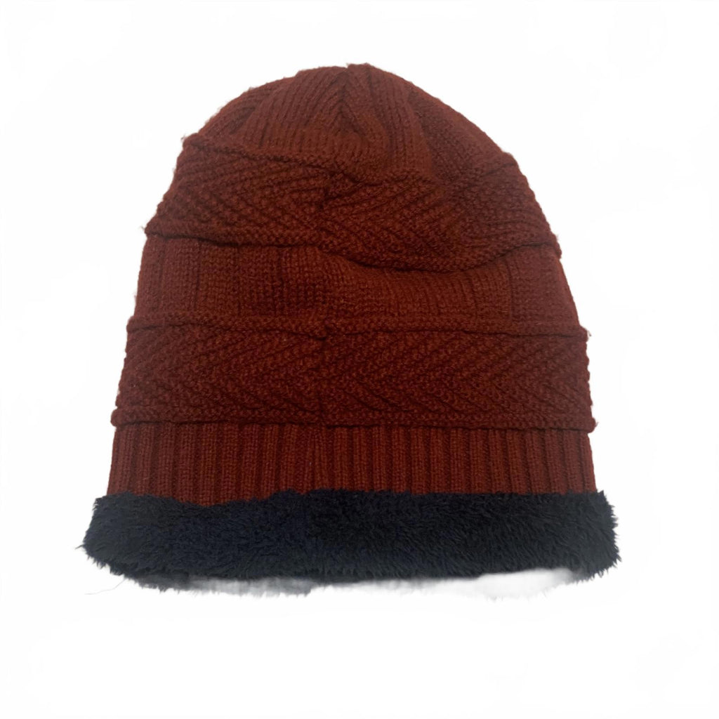 Conjunto de gorro, bufanda y guantes de punto para invierno, color burdeos y azul marino, forro de piel sintética OSFA