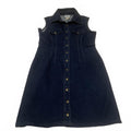 Long Elegant Legs Women's Size 16 Dark Blue Denim Button Front Sleeveless Dress