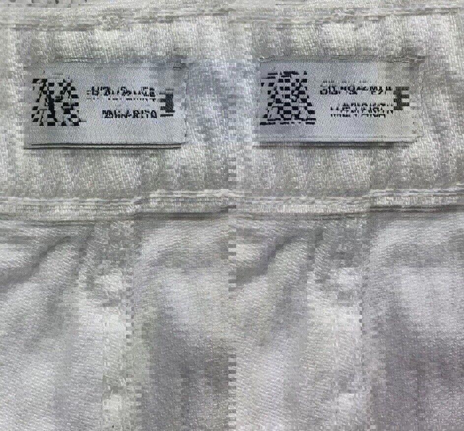 Vaqueros Zara para mujer, talla 2, blancos, pierna ancha, RN 77302