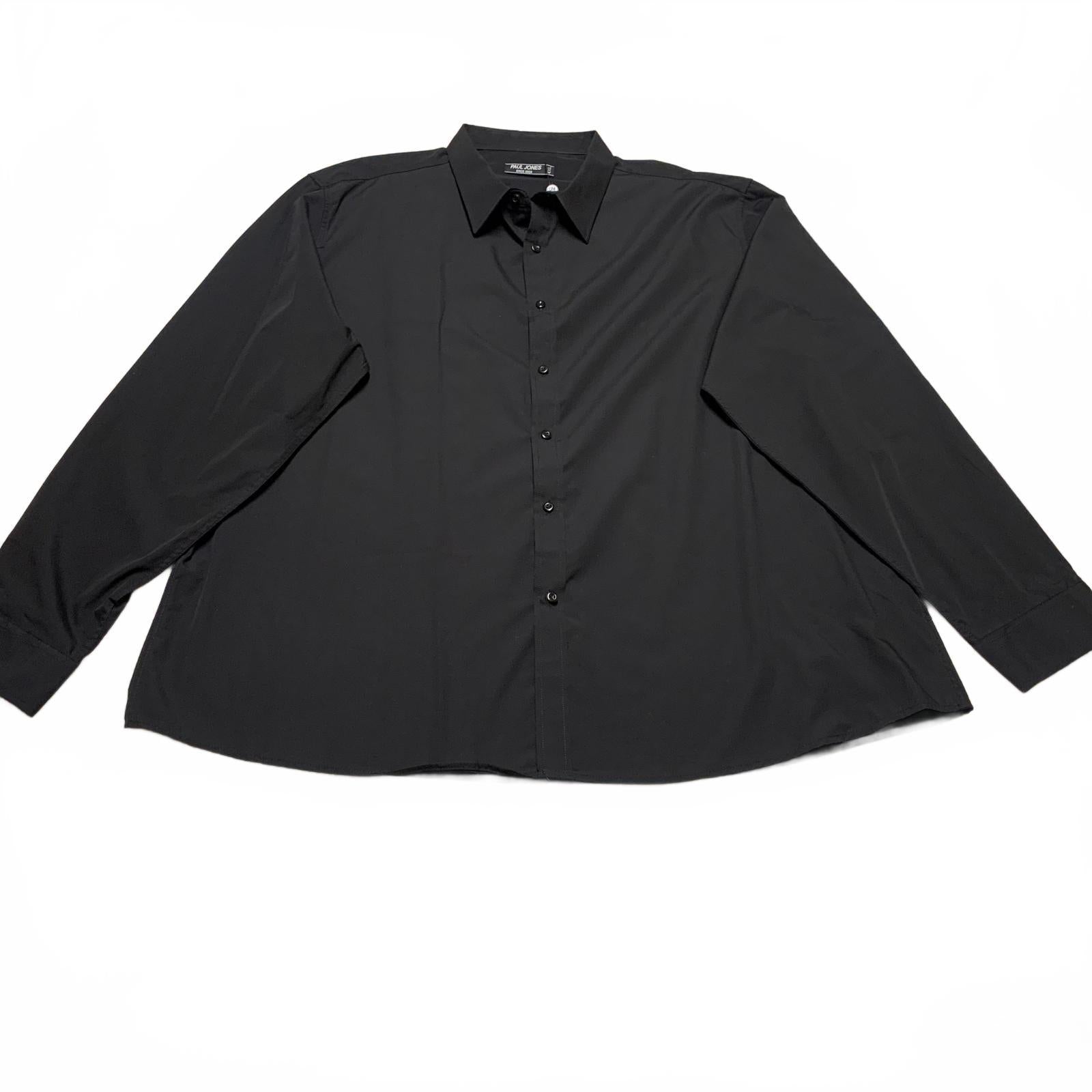 Camisa de manga larga con botones negra Paul Jones para hombre, talla 4XL