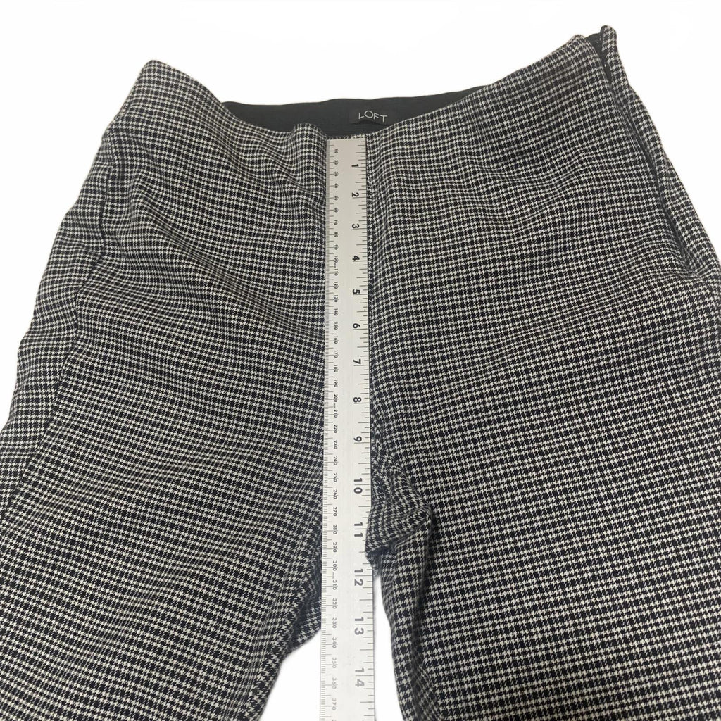Pantalones de vestir LOFT para mujer, talla 8, estampado a cuadros blanco y negro, ajustados y con curvas