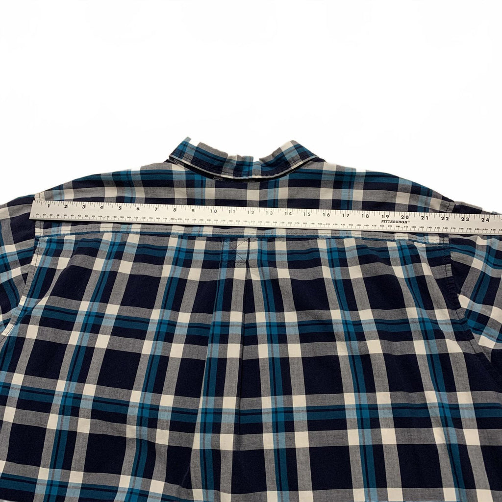 Camisa de manga corta con botones a cuadros azules talla 3XL para hombre de Basic Editions