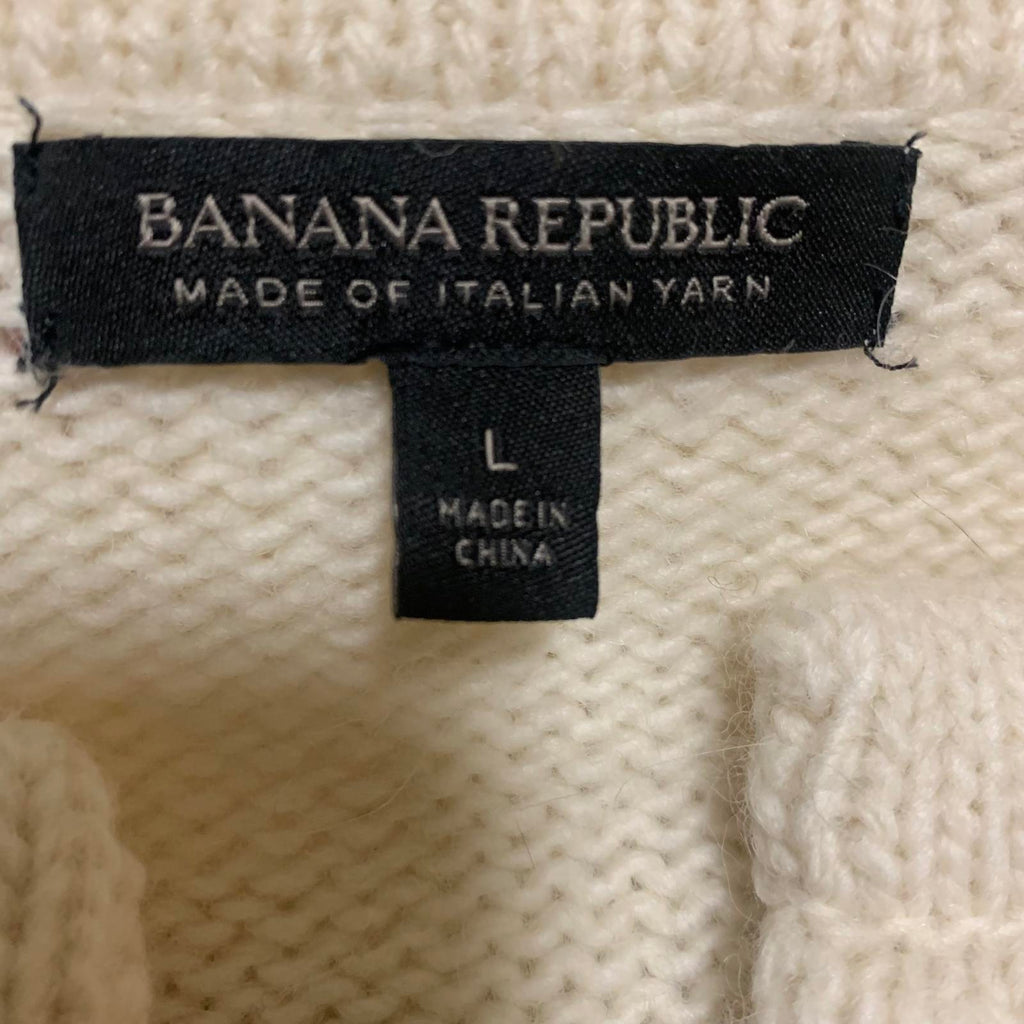 Cárdigan largo de punto de hilo italiano color crema para mujer de Banana Republic, talla L