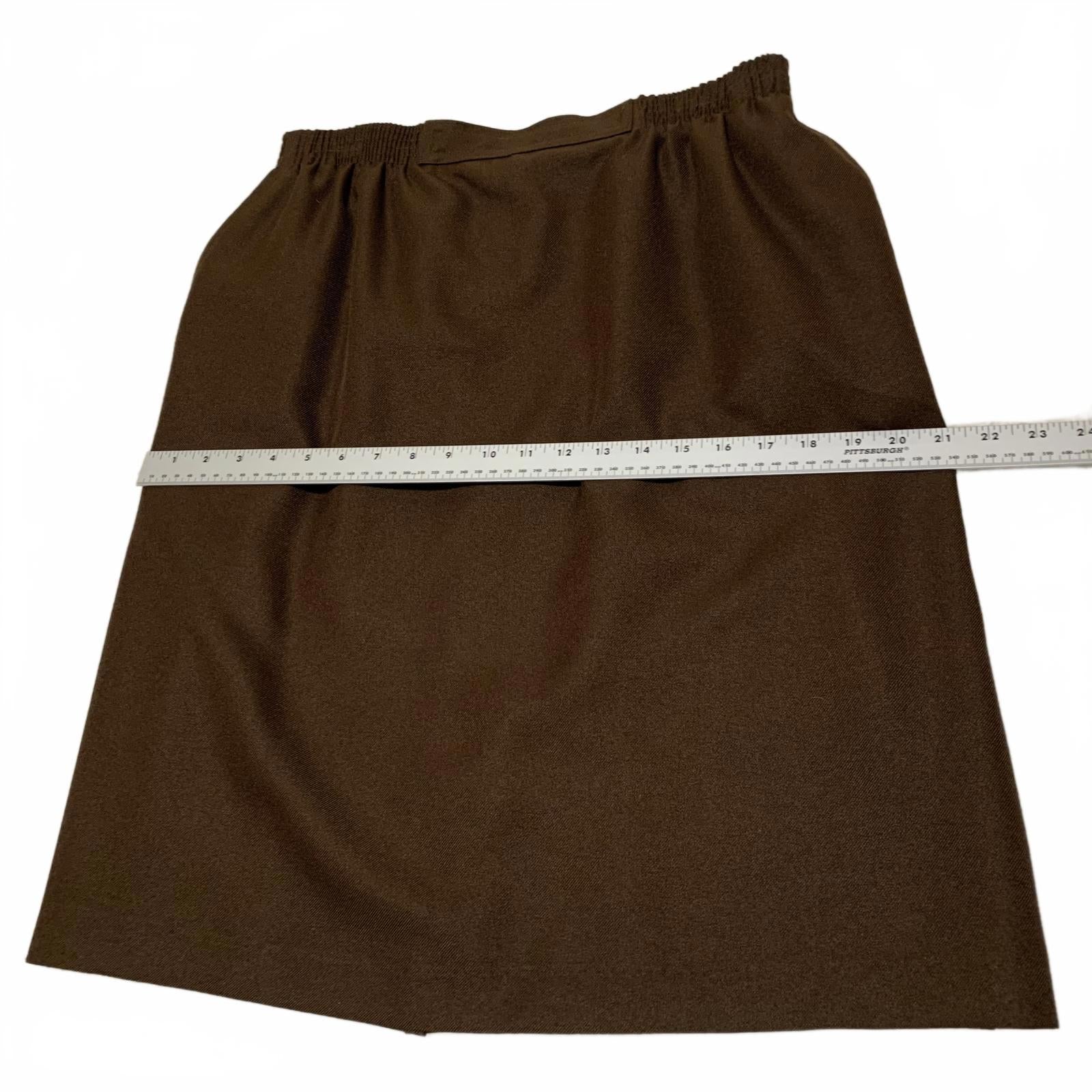 Falda vintage Alfred Dunner Y2K de poliéster marrón ancho para mujer, talla 16, con 2 bolsillos