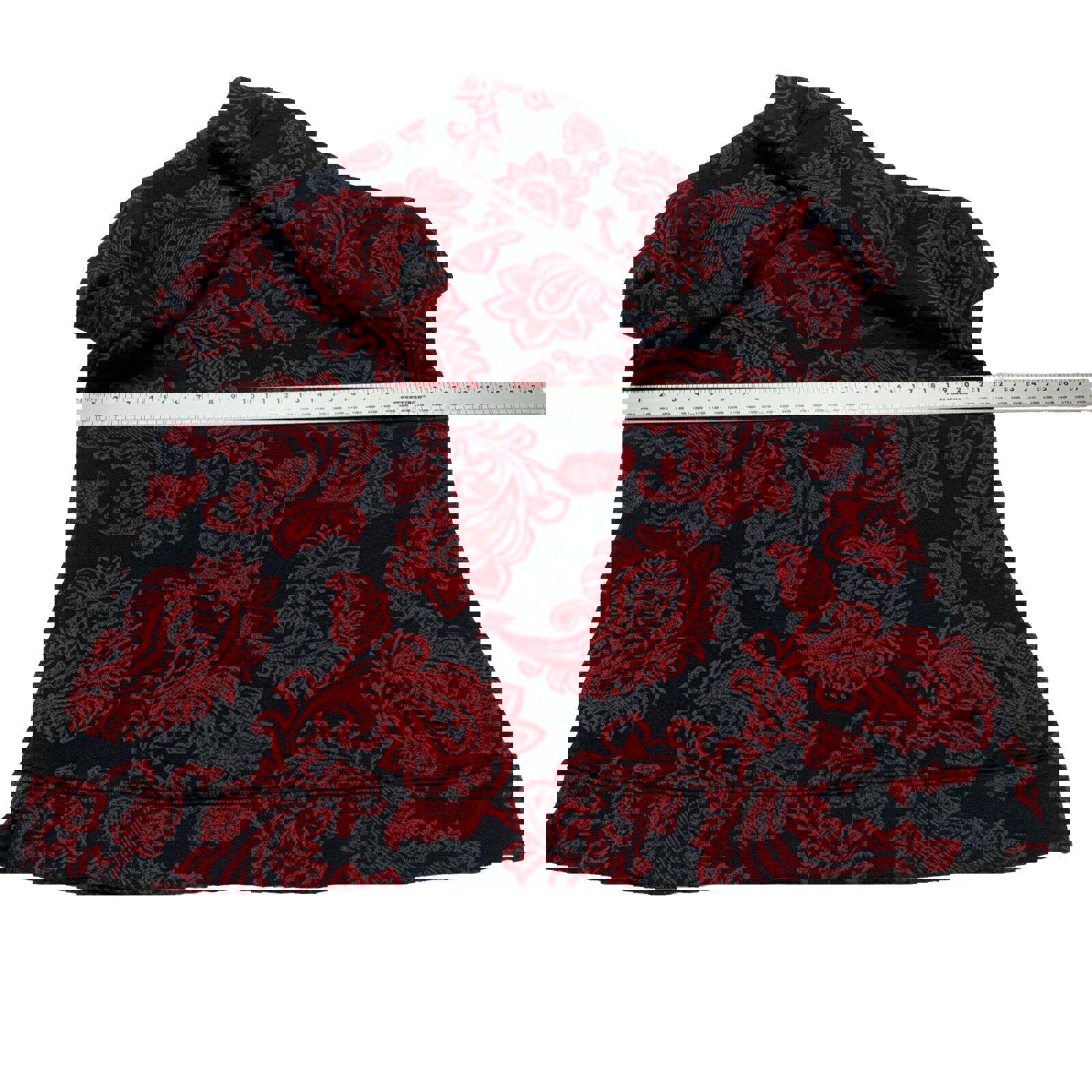 Suéter Croft &amp; Barrow para mujer, talla pequeña XL, con estampado floral de cachemira en rojo y negro, con cremallera y manga larga