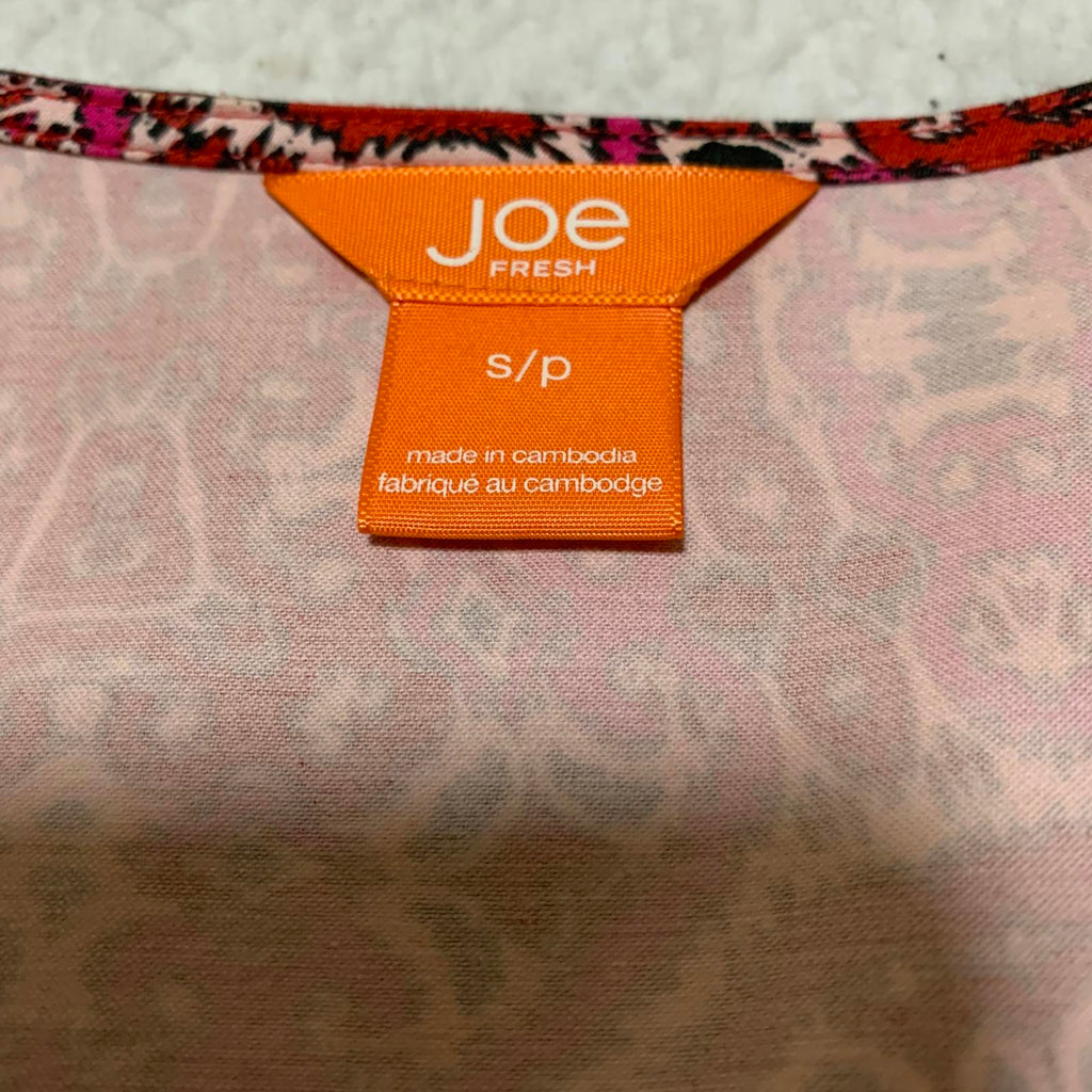 Vestido tubo Joe Fresh con cuello en V, sin mangas y estampado floral, talla S para mujer