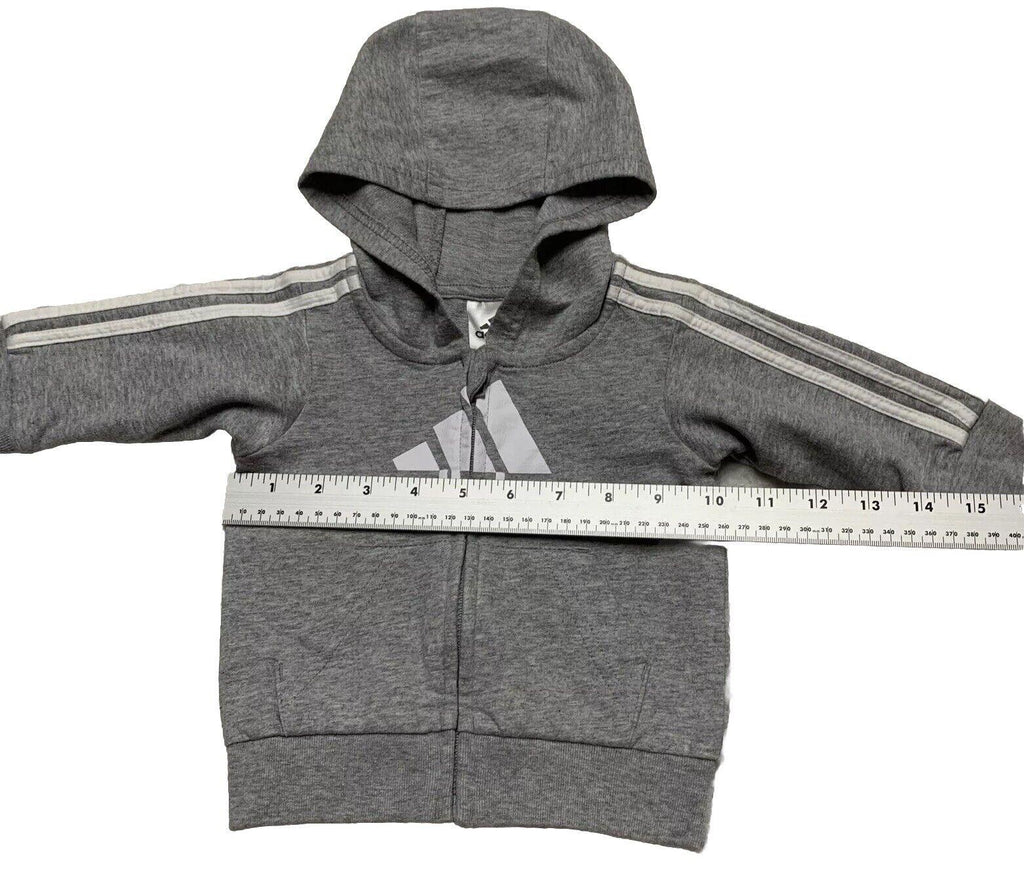 Sudadera con capucha y cremallera completa de Adidas para bebé, talla 3 meses, color gris jaspeado